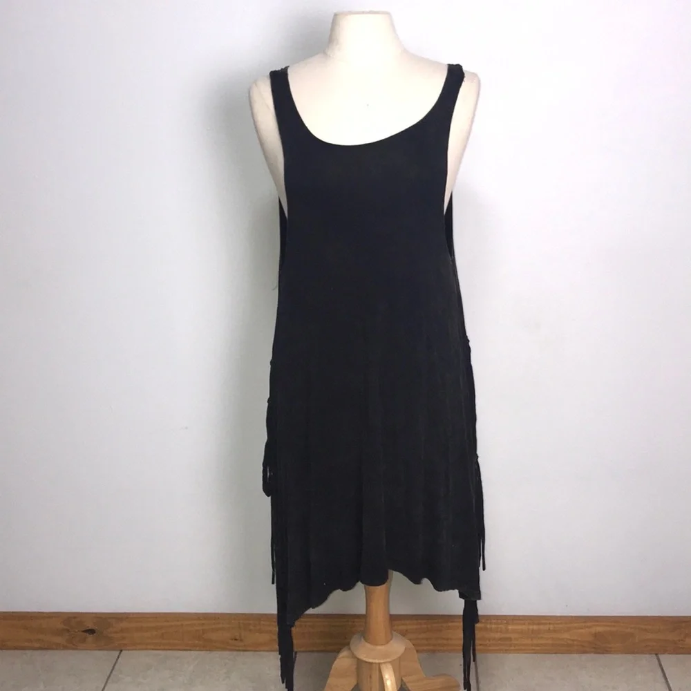 LAST CALL NWT POL distressed soft fringed layering tunic SM beach boho NFR swim